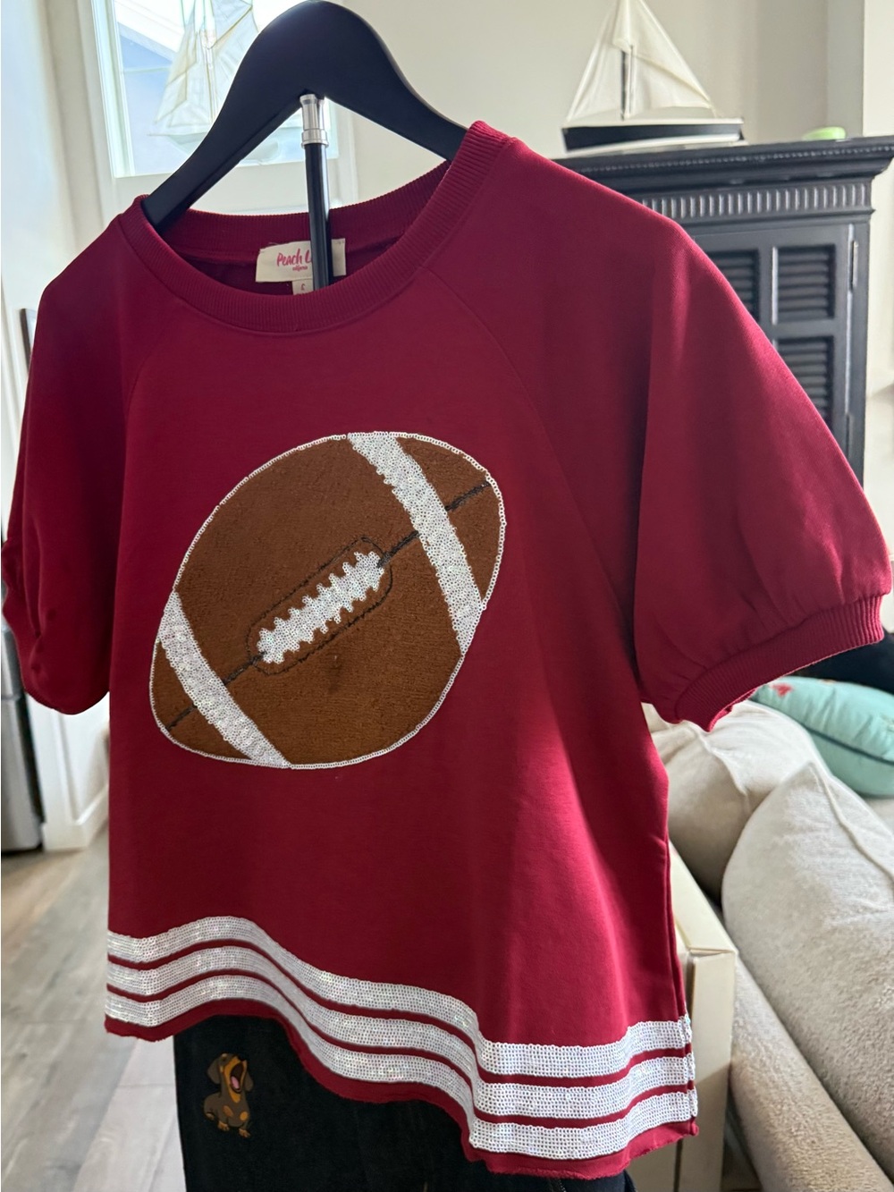 SALE!!!!Burgundy  Chic Tee. Flattering Shape Cotton, NWT Large Cotton, Terry.